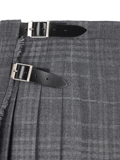 Minigonna Balenciaga a Pieghe in tartan grigio effetto ombreggiato 850673 TQT011240 BALENCIAGA