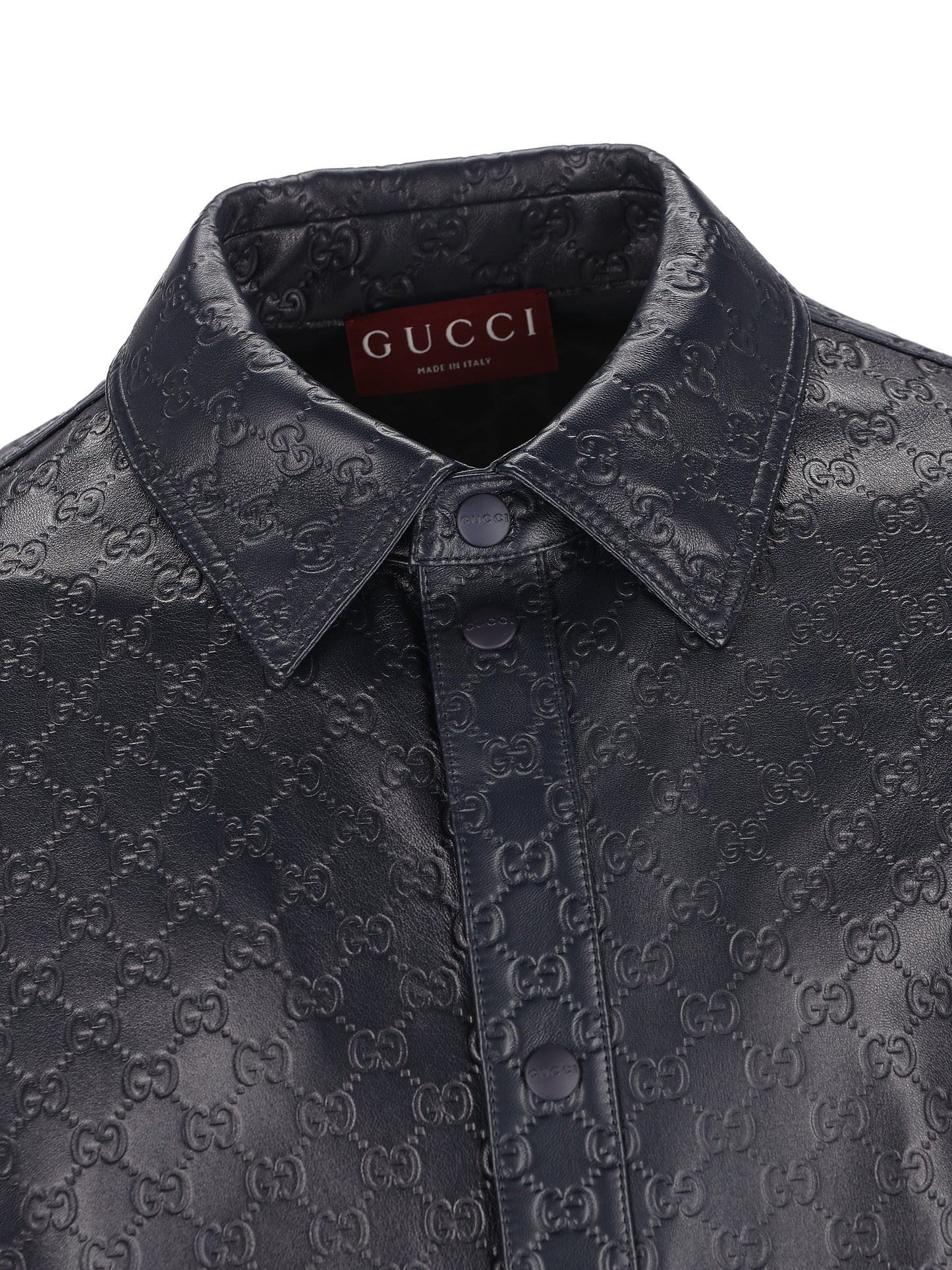Camicia in pelle con motivo GG 833460 XNA734139 GUCCI