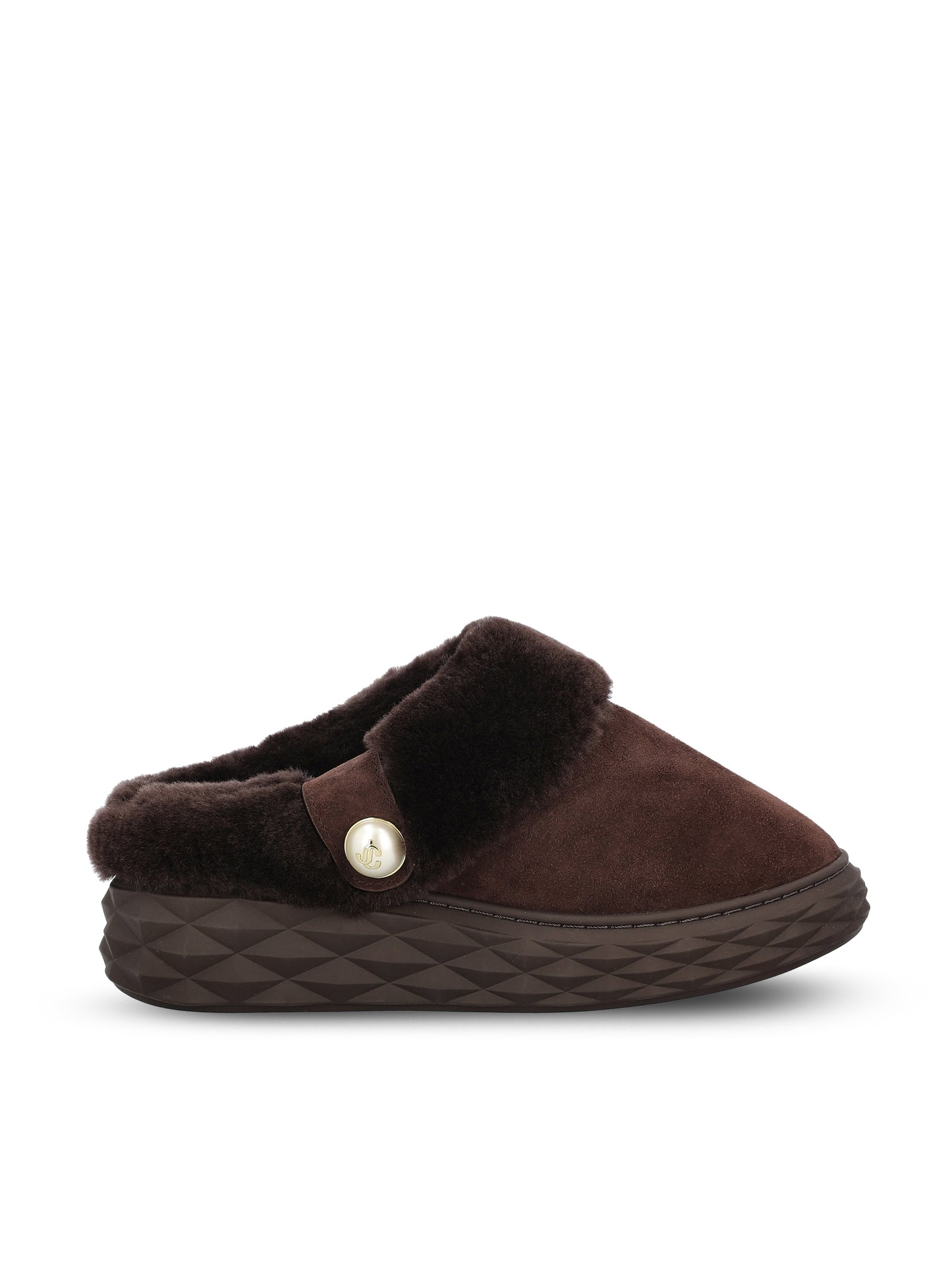 Mule realizzate in pelle scamosciata. DIAMOND MAXI MULE/F FUWV CHOCOLATE/CHOCOLATE JIMMY CHOO