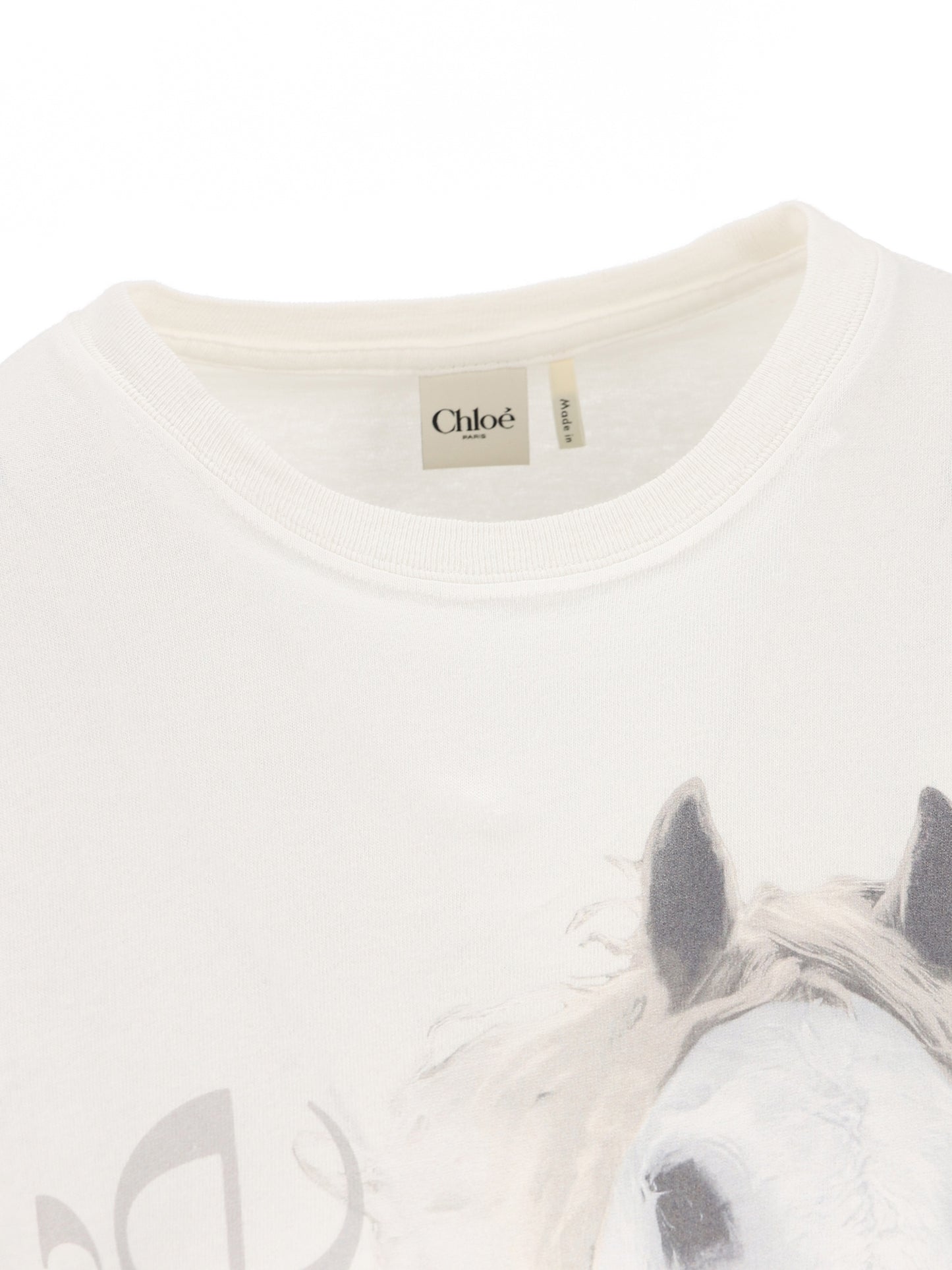 T-shirt girocollo in jersey di cotone biologico. CH26SJH11802 101 CHLOE'