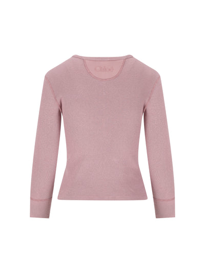 Camicia Henley aderente in jersey di cotone CH26SJH30185 50C CHLOE'