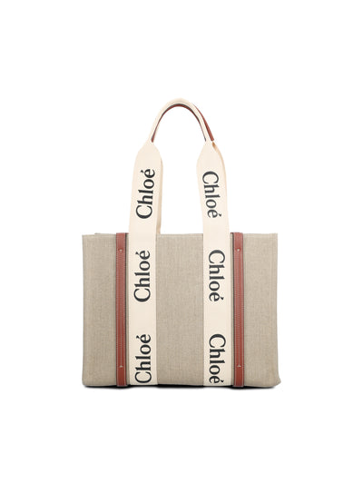 Borsa realizzata in lino e pelle di vitello. CHC22AS383I26 90U CHLOE'