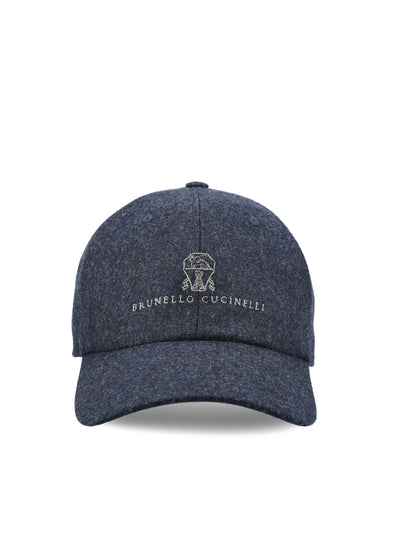 Cappello Baseball in flanella di lana vergine con logo ricamato M038P9850 CPM26 BRUNELLO CUCINELLI