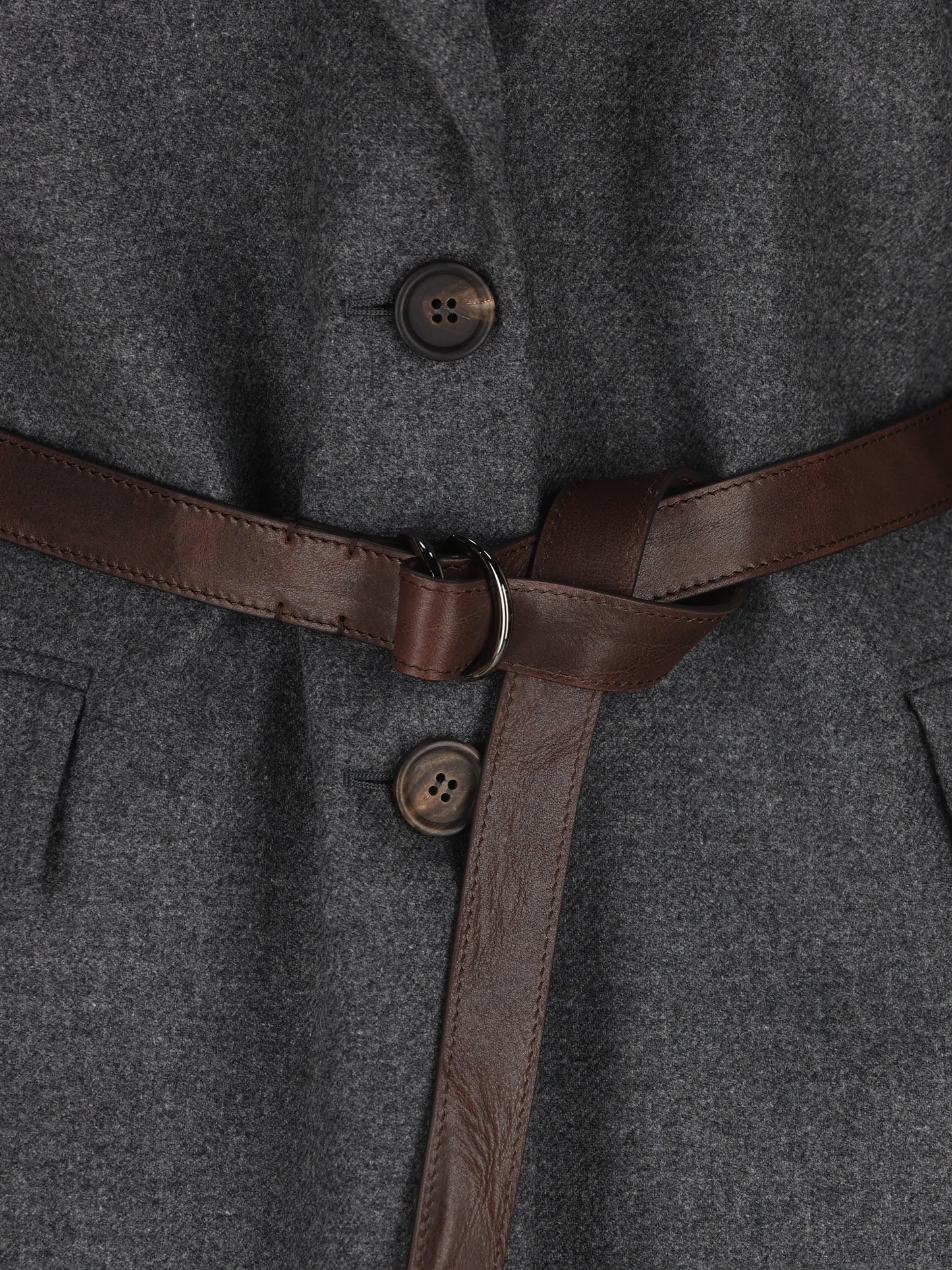 Giacca in lana e cashmere con cintura in pelle MB1627645 C032 BRUNELLO CUCINELLI