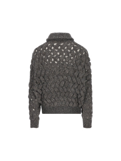 Cardigan realizzato in mohair e poliammide. MNT347516 CGD77 BRUNELLO CUCINELLI