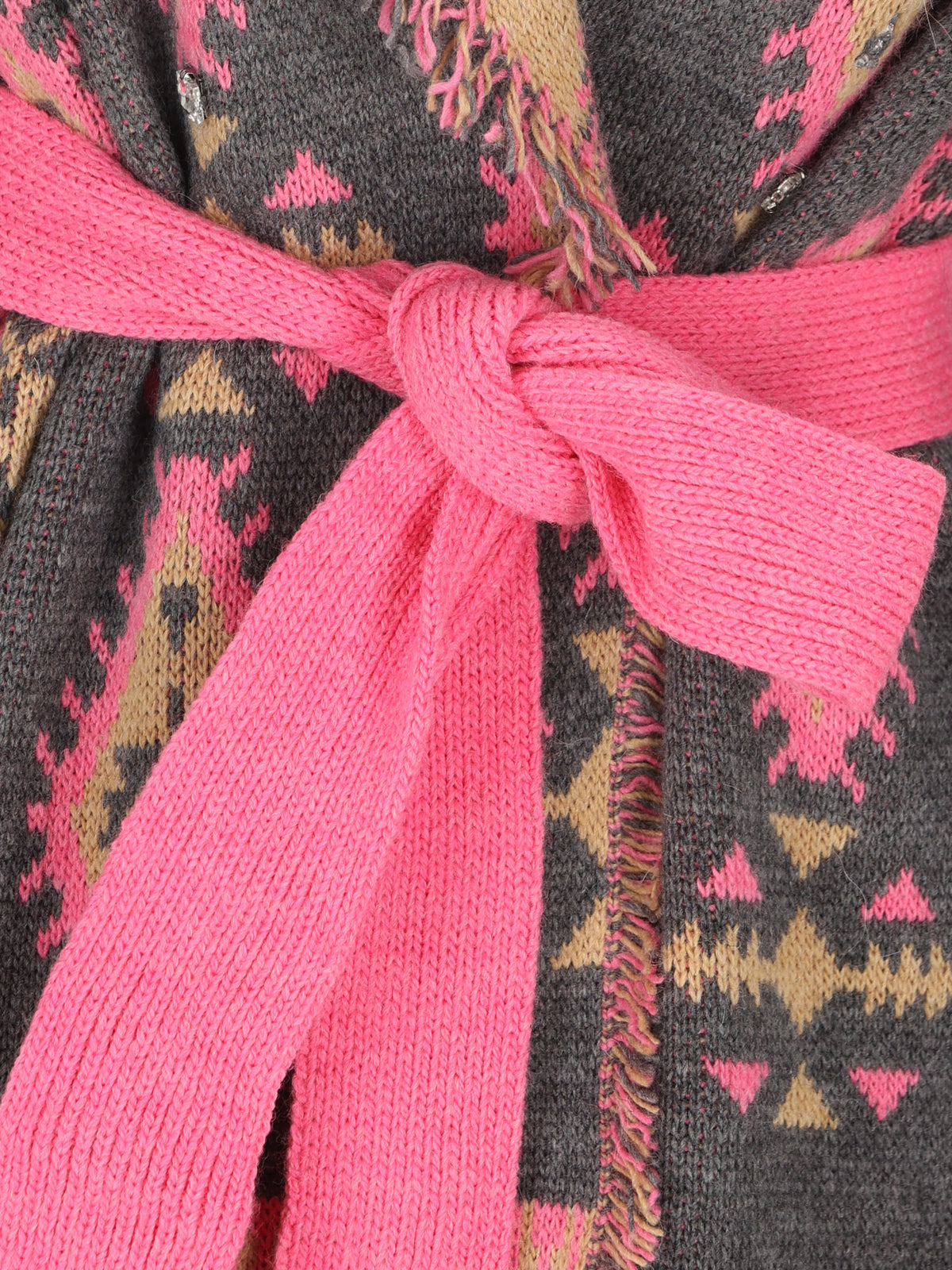 Cardigan raelizzato in misto lana. 22600-71_S GRIGIO/ROSE COLOUR MARKET