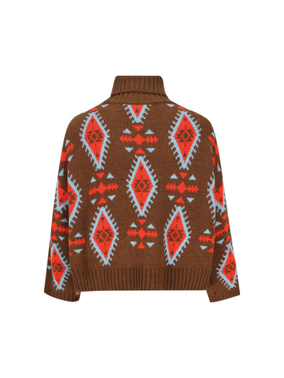 Maglia realizzata in misto acrilico. 22600-99 CHOCOLATE/RED COLOUR MARKET
