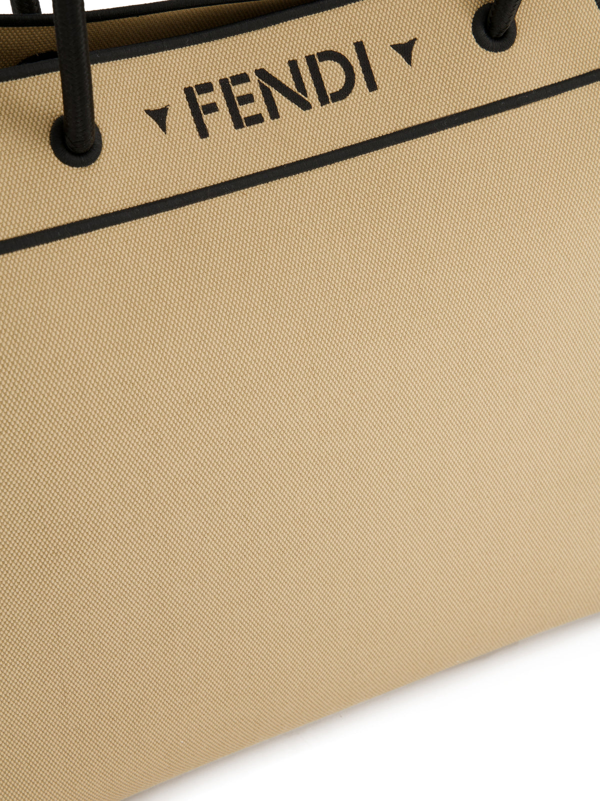 Borsa shopper in tela beige ricamata 8BH379 B20YF0JGH FENDI