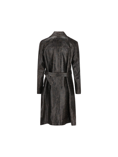 Trench in pelle ebano crackled FPJ165 B1OPF0TU7 FENDI