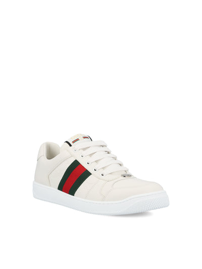Gucci Sneaker Screener Donna in Pelle Bianca con Nastro Web 798854 AADU09094 GUCCI