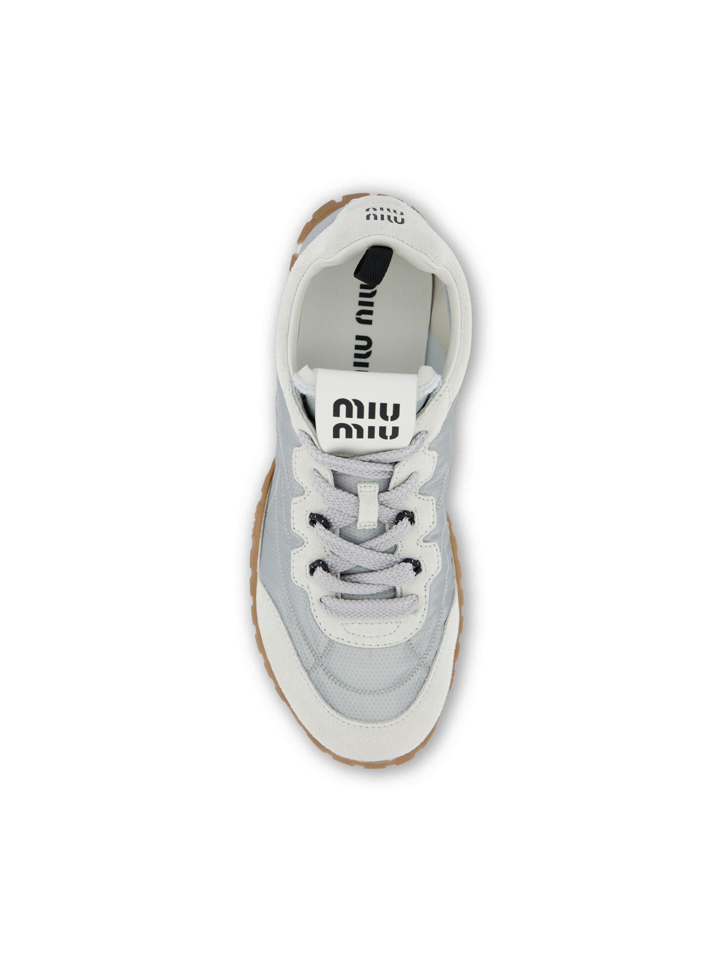 Sneakers Tyre in Tessuto Tecnico e Pelle Scamosciata Alluminio/Bianco 5E417E 3ZOFF0D5X MIU MIU