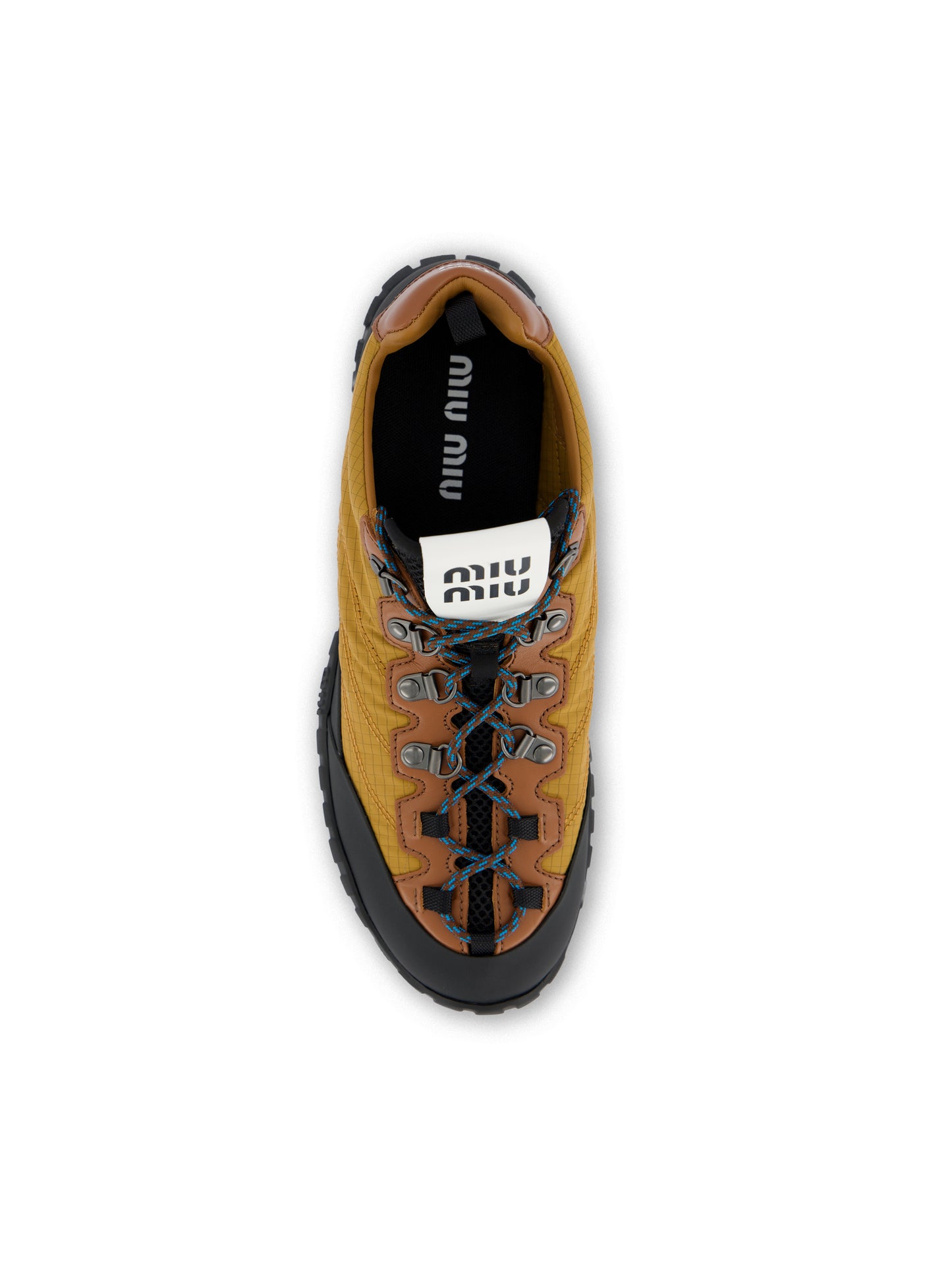 Sneakers in Tessuto Tecnico e Pelle Senape 5E760E FKSF0037 MIU MIU