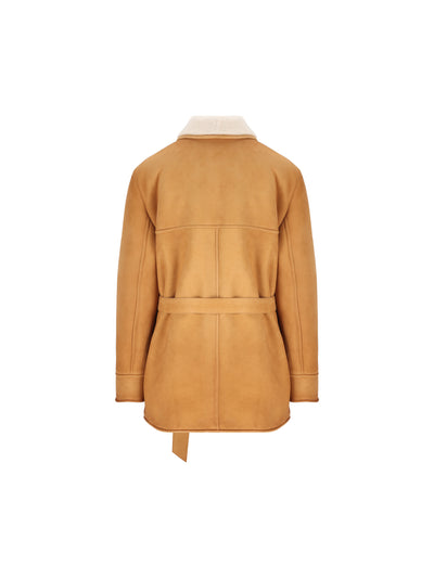 Giacca in Montone con Cintura MPW059 6561F0A9X MIU MIU
