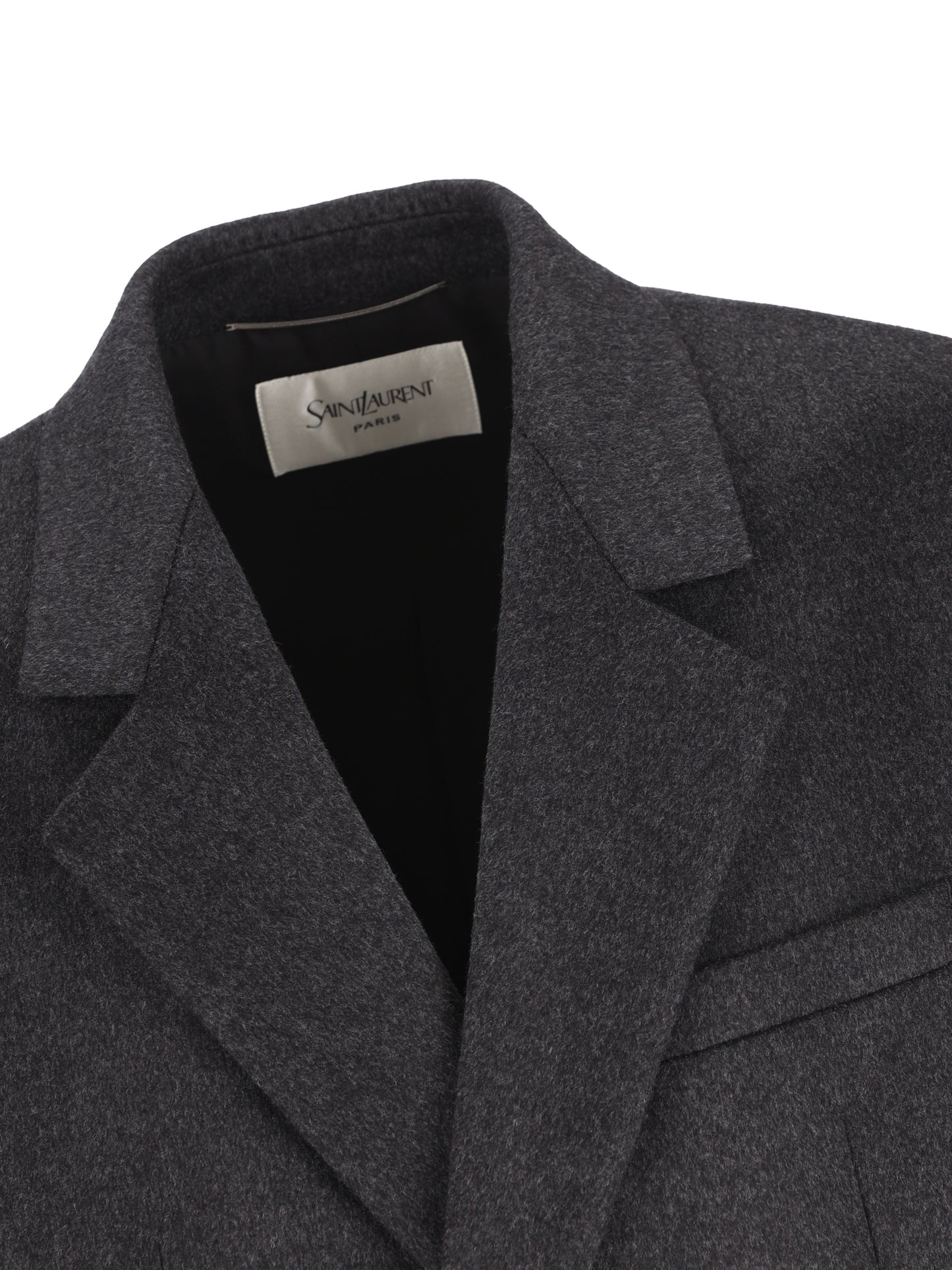 Cappotto Doppiopetto in Feltro di Lana Pettinata Double-Face 873406 Y1O111140 SAINT LAURENT