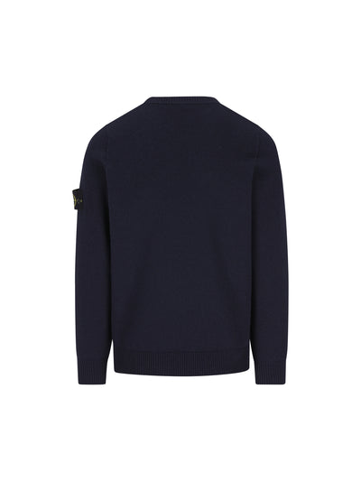 Maglione girocollo in lana d'agnello con dettagli a punto rovescio 5100072 S00A3V0020 STONE ISLAND