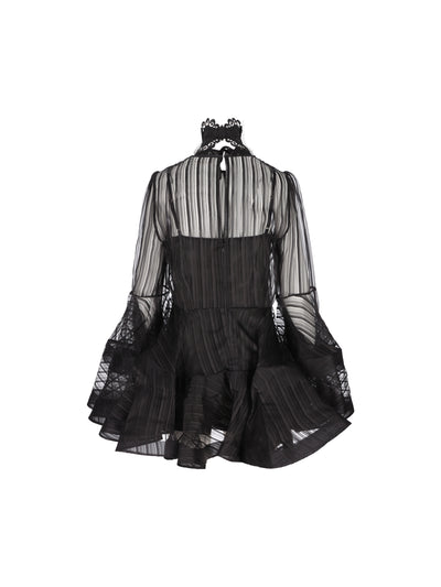 Mini Abito a Campana Valiant in organza di seta 0250DF261 BLK ZIMMERMANN