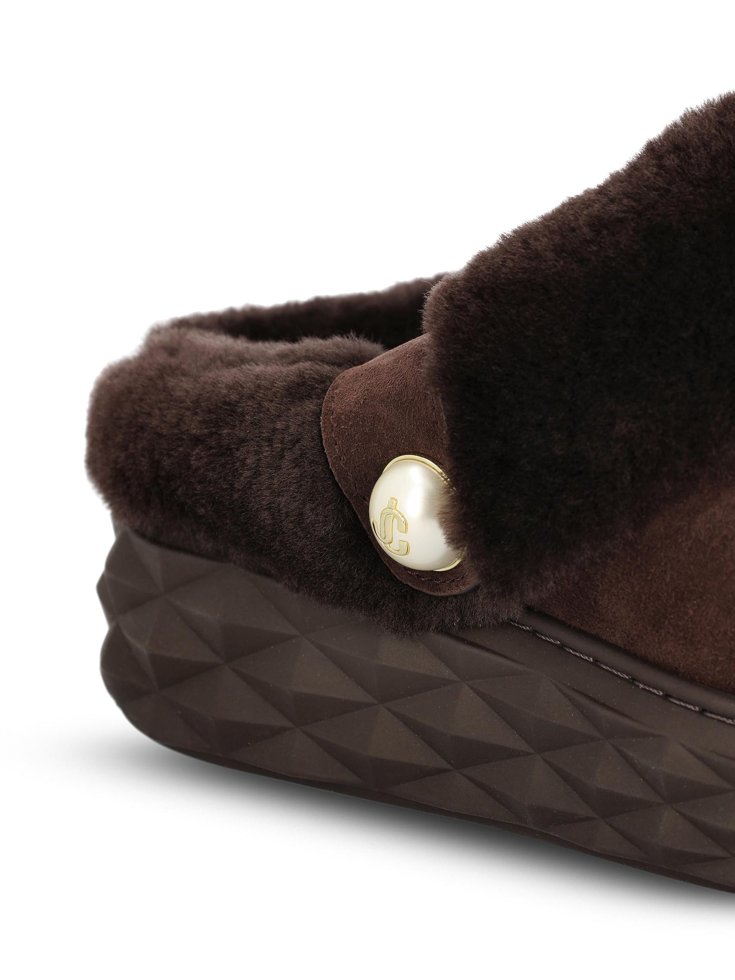 Mule realizzate in pelle scamosciata. DIAMOND MAXI MULE/F FUWV CHOCOLATE/CHOCOLATE JIMMY CHOO