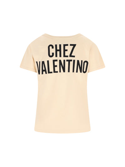 T-Shirt in Cotone Stampa Chez Valentino 7B3MG24Y9GL R8E VALENTINO GARAVANI
