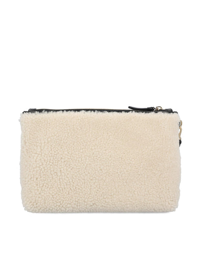 Borsa a Mano Zipped Flat Pouch in Shearling ZIPPED FLAT POUCH YGXNatural/black JIMMY CHOO