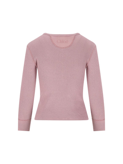 Camicia Henley aderente in jersey di cotone CH26SJH30185 50C CHLOE'