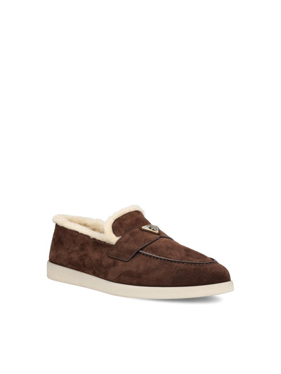 Mocassino in Pelle Scamosciata con Fodera in Montone 2DG124 3LRFF0003 PRADA