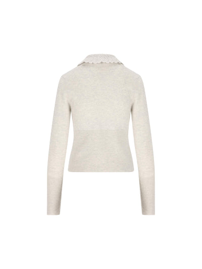Cardigan aderente con logo in maglia di lana CH26SMC03530 00N CHLOE'