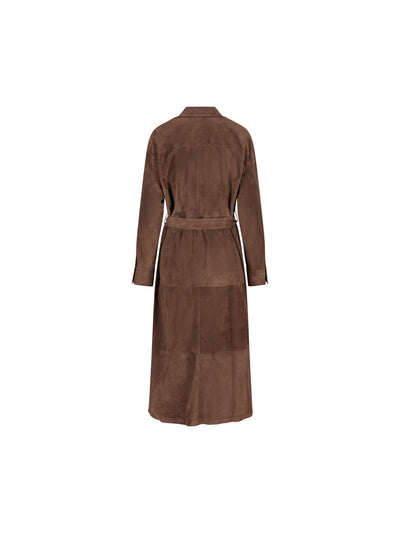 Abito chemisier in camoscio con monile MPCAL5337 C1129 BRUNELLO CUCINELLI