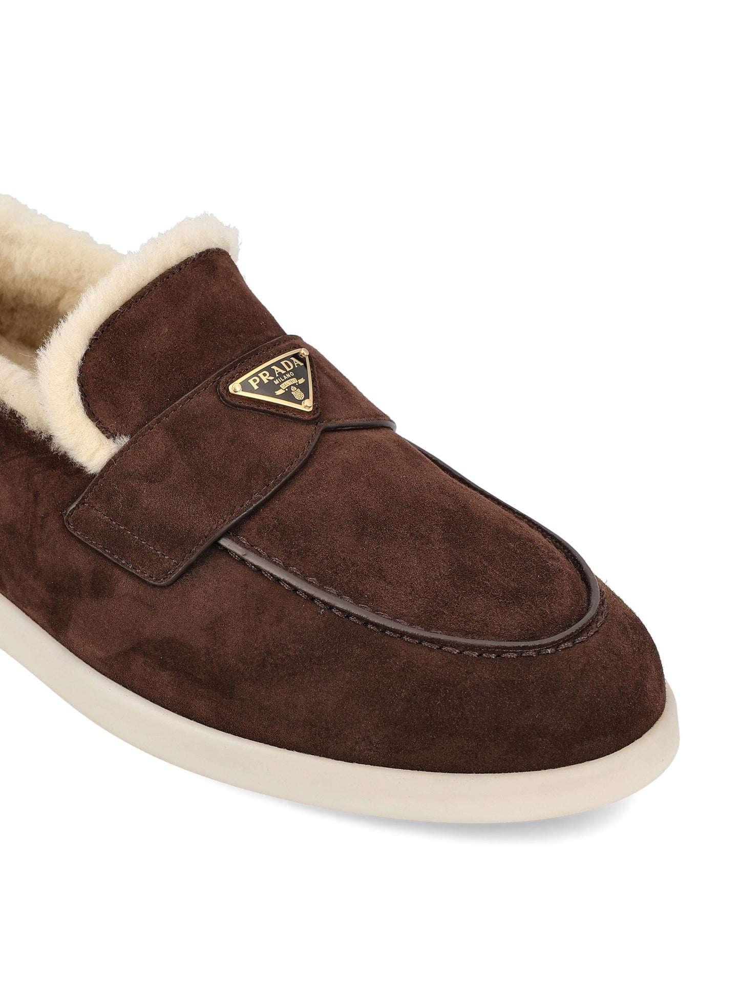 Mocassino in Pelle Scamosciata con Fodera in Montone 2DG124 3LRFF0003 PRADA