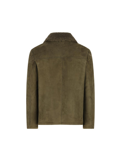 Giubbotto in Pelle Ovina con Collo in Shearling 49528 army SALVATORE SANTORO