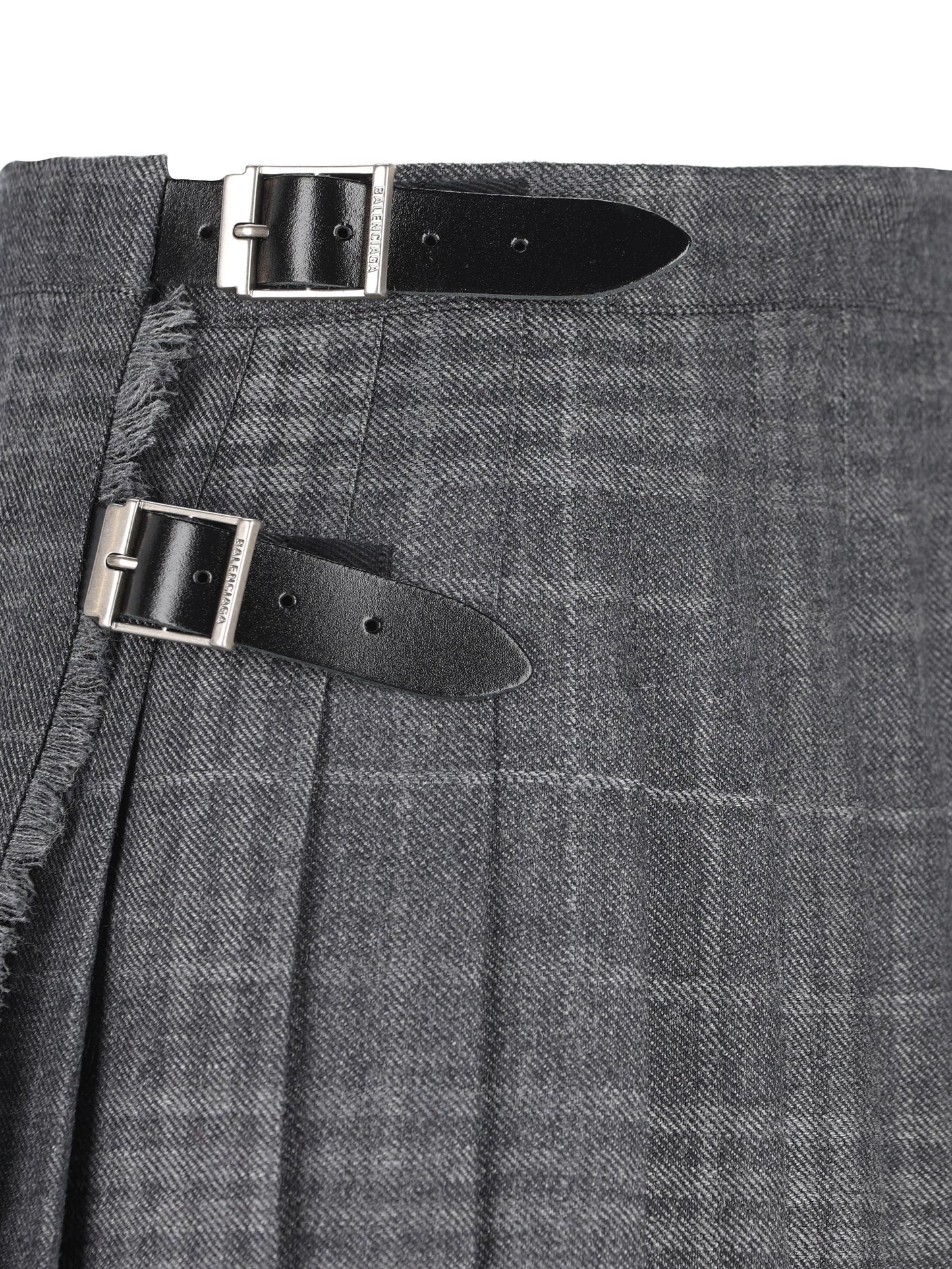 Minigonna Balenciaga a Pieghe in tartan grigio effetto ombreggiato 850673 TQT011240 BALENCIAGA