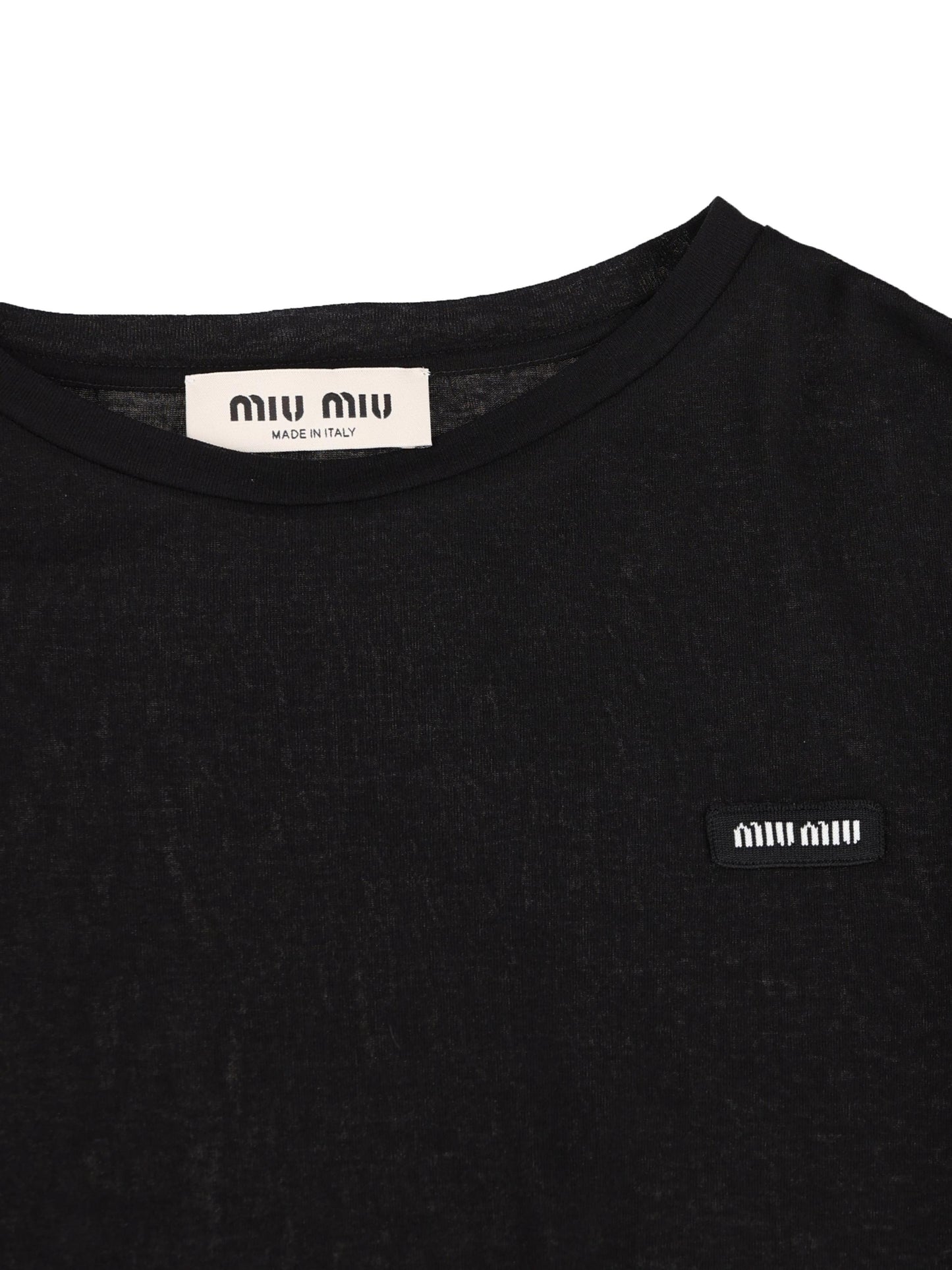 T-shirt aderente in jersey costina MJN466 133OF0002 MIU MIU