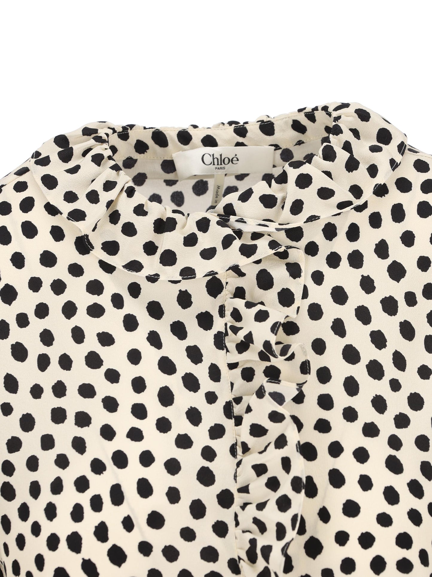 Top con volant a maniche corte in crêpe de chine. CH26SHT33306 94Q CHLOE'