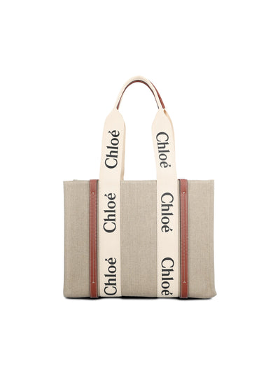 Borsa realizzata in lino e pelle di vitello. CHC22AS383I26 90U CHLOE'