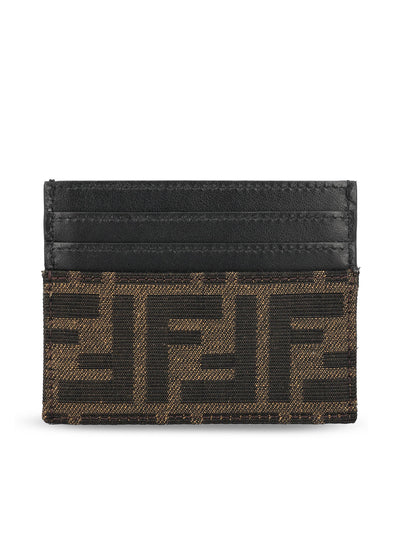 Portacarte realizzato in pelle e tessuto jacquard. 7M0164 ALWKF0L3T FENDI