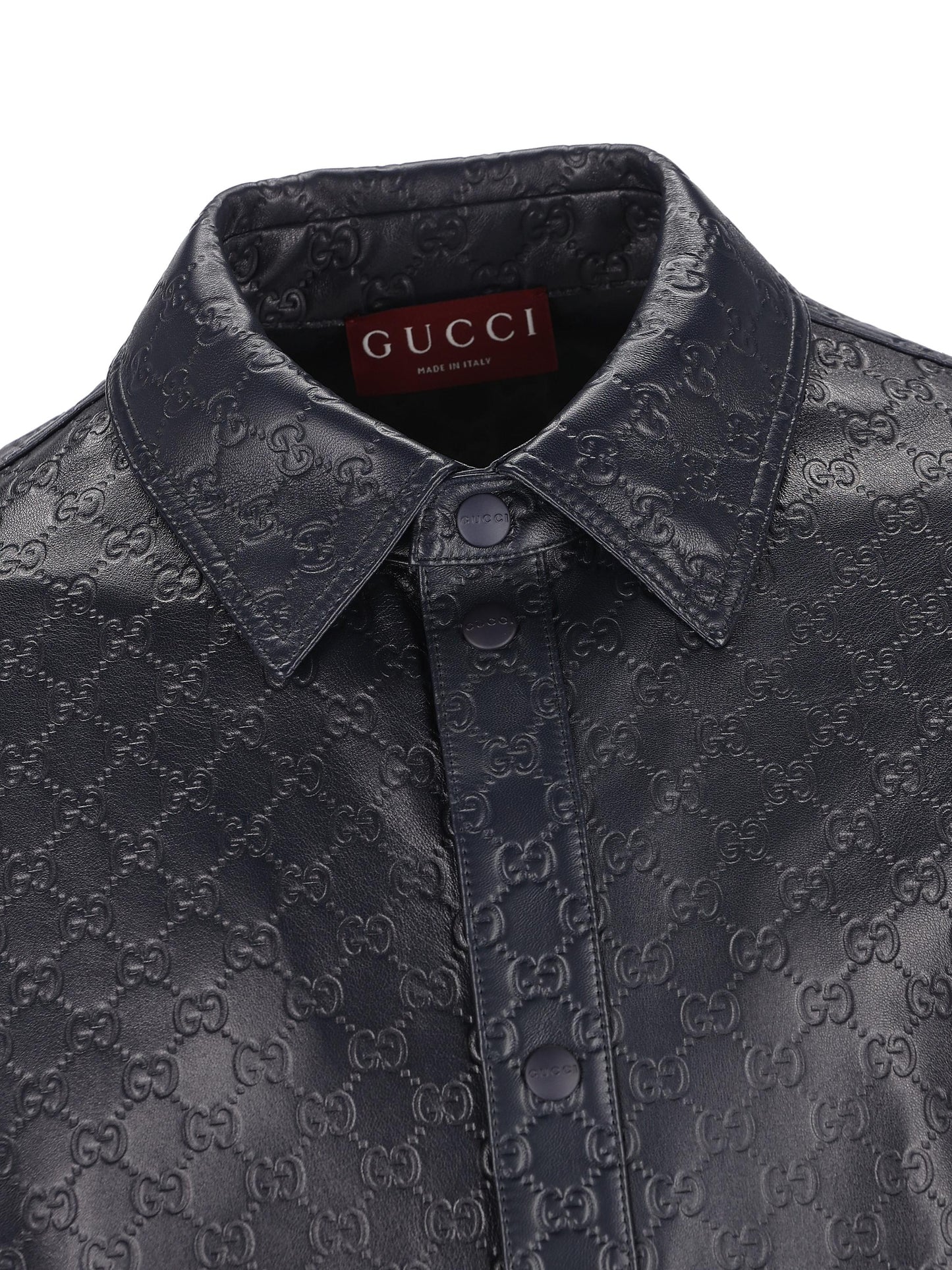 Camicia in pelle con motivo GG 833460 XNA734139 GUCCI
