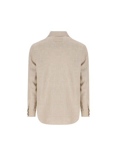 Overshirt in cashmere, lino e seta beige melange UHV75A3 SOT52272 ZEGNA