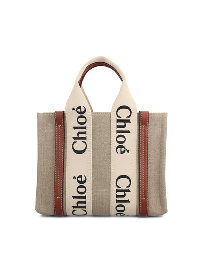 Borsa realizzata in tela di lino e pelle di vitello. CHC22AS397I26 90U CHLOE'