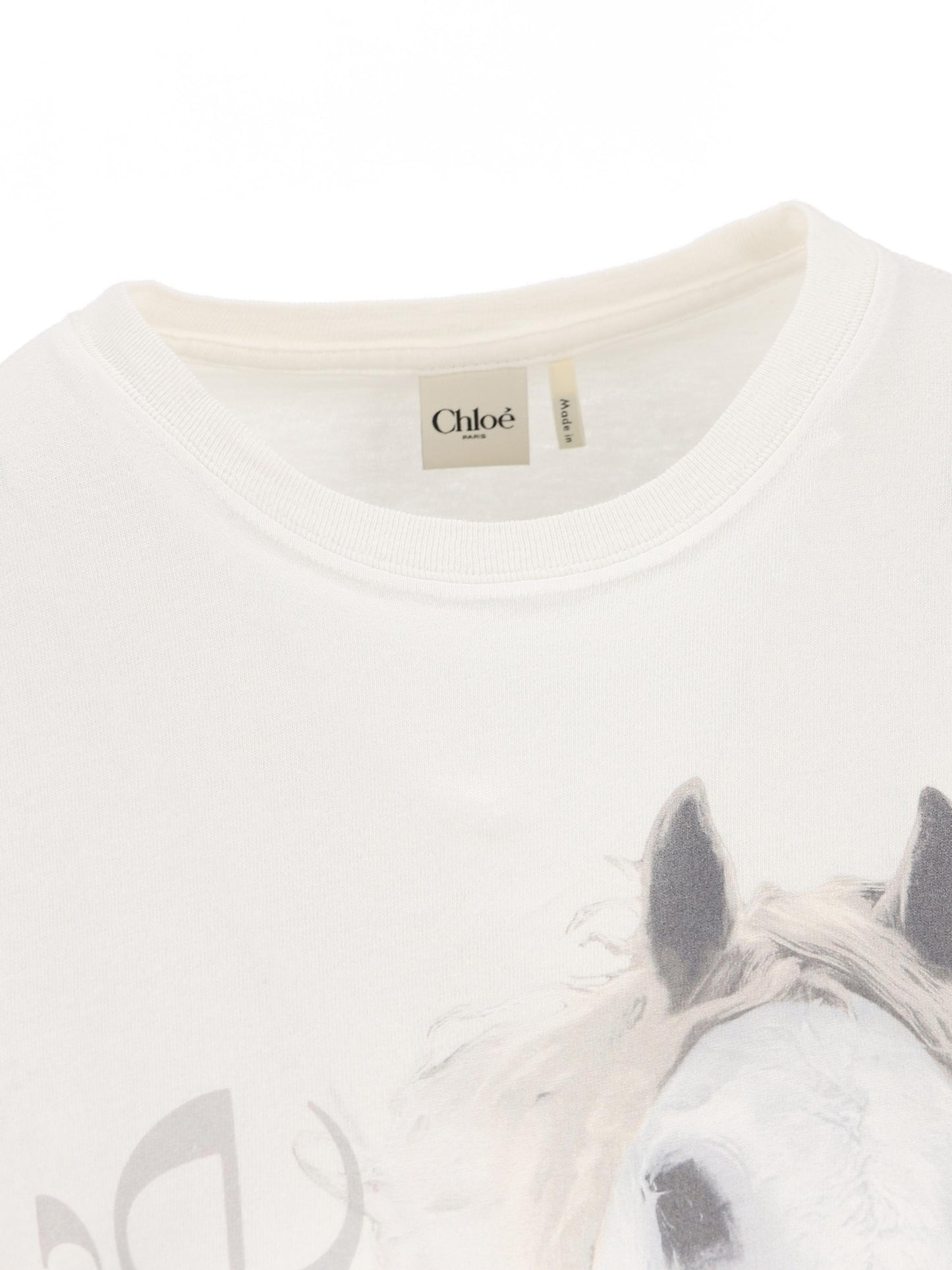 T-shirt girocollo in jersey di cotone biologico. CH26SJH11802 101 CHLOE'