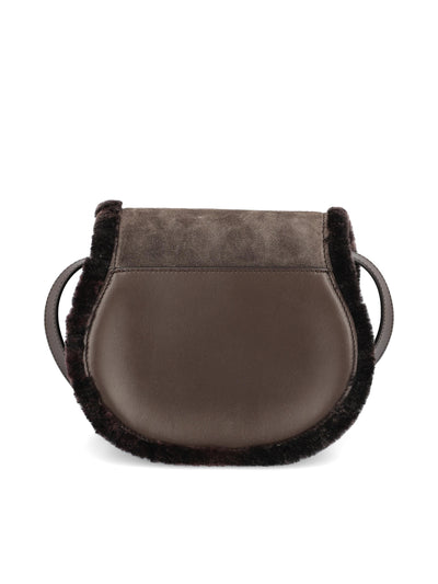 Borsa saddle piccola in pelle di vitello scamosciata e shearling. CH25WS680Q45 24X CHLOE'