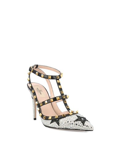 Décolleté Rockstud realizzate in pelle con cristalli. 8W2S0393GIR T27 VALENTINO GARAVANI