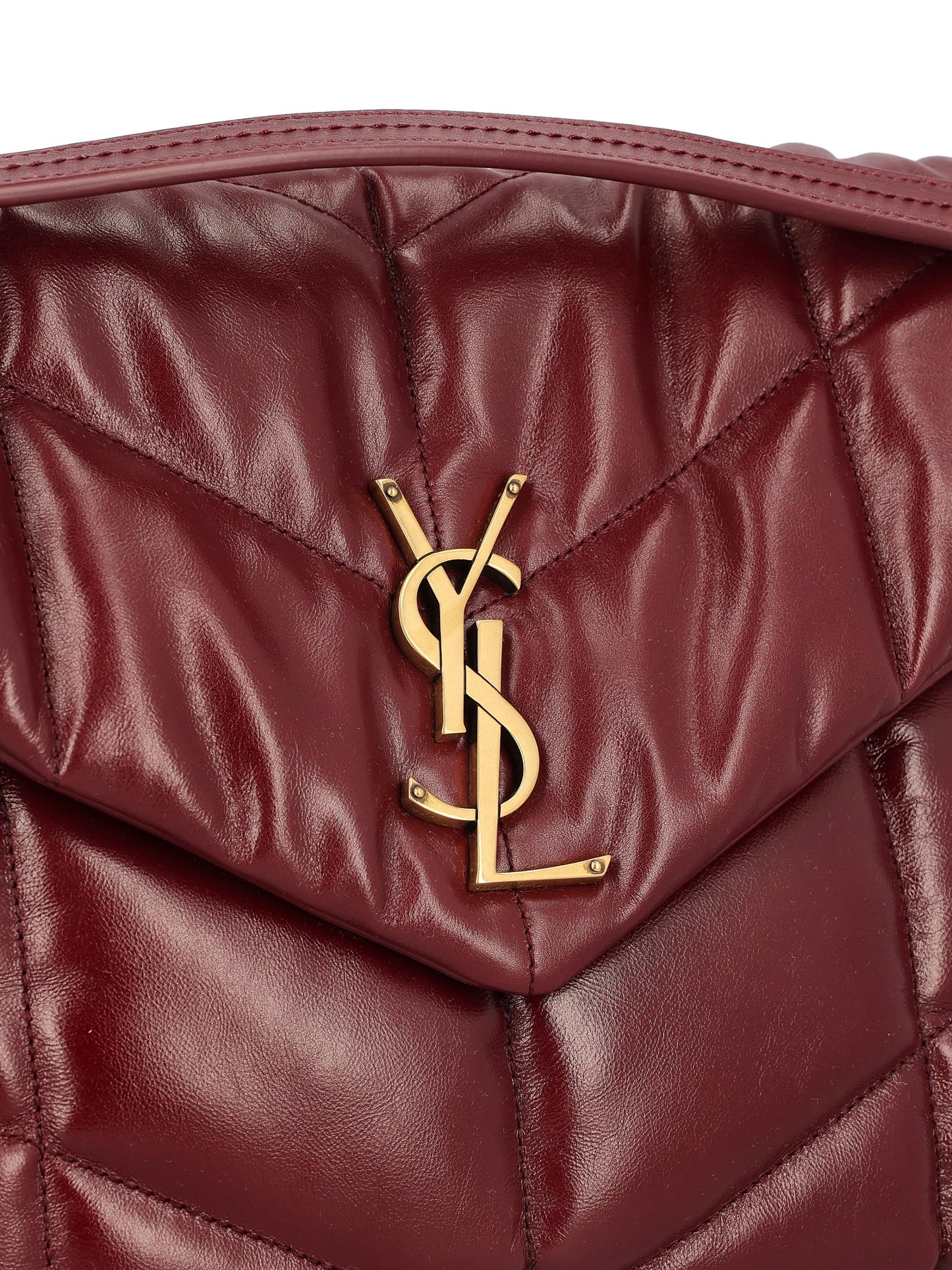 Borsa PUFFER Media in Pelle Lucida Dark Ruby 577475 AAFE16593 SAINT LAURENT