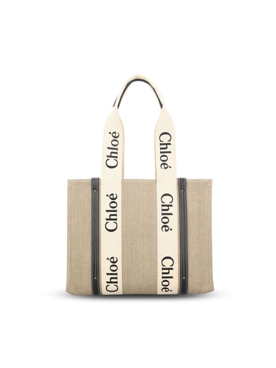 Borsa realizzata in lino e pelle di vitello. CHC22AS383I26 91J CHLOE'
