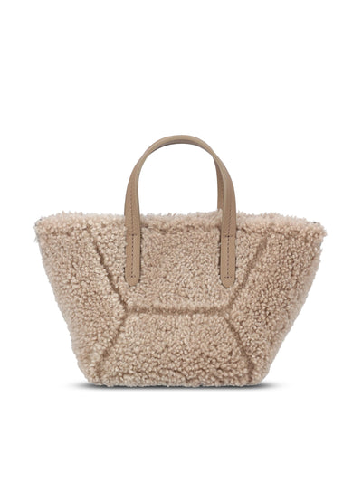 Borsa realizzata in shearling. MBLRD2675 C7890 BRUNELLO CUCINELLI