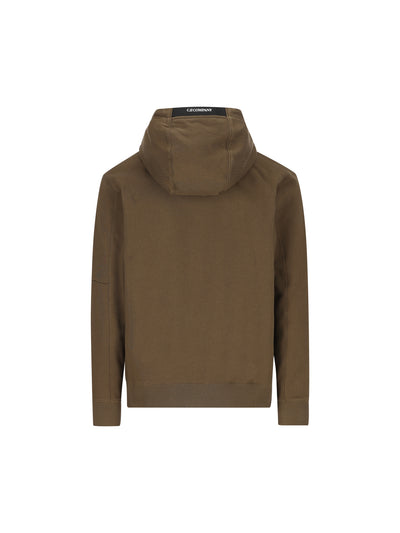 Felpa con cappuccio realizzata in fleece di cotone smerigliato 18CMSS024A 005086W683 C.P COMPANY 