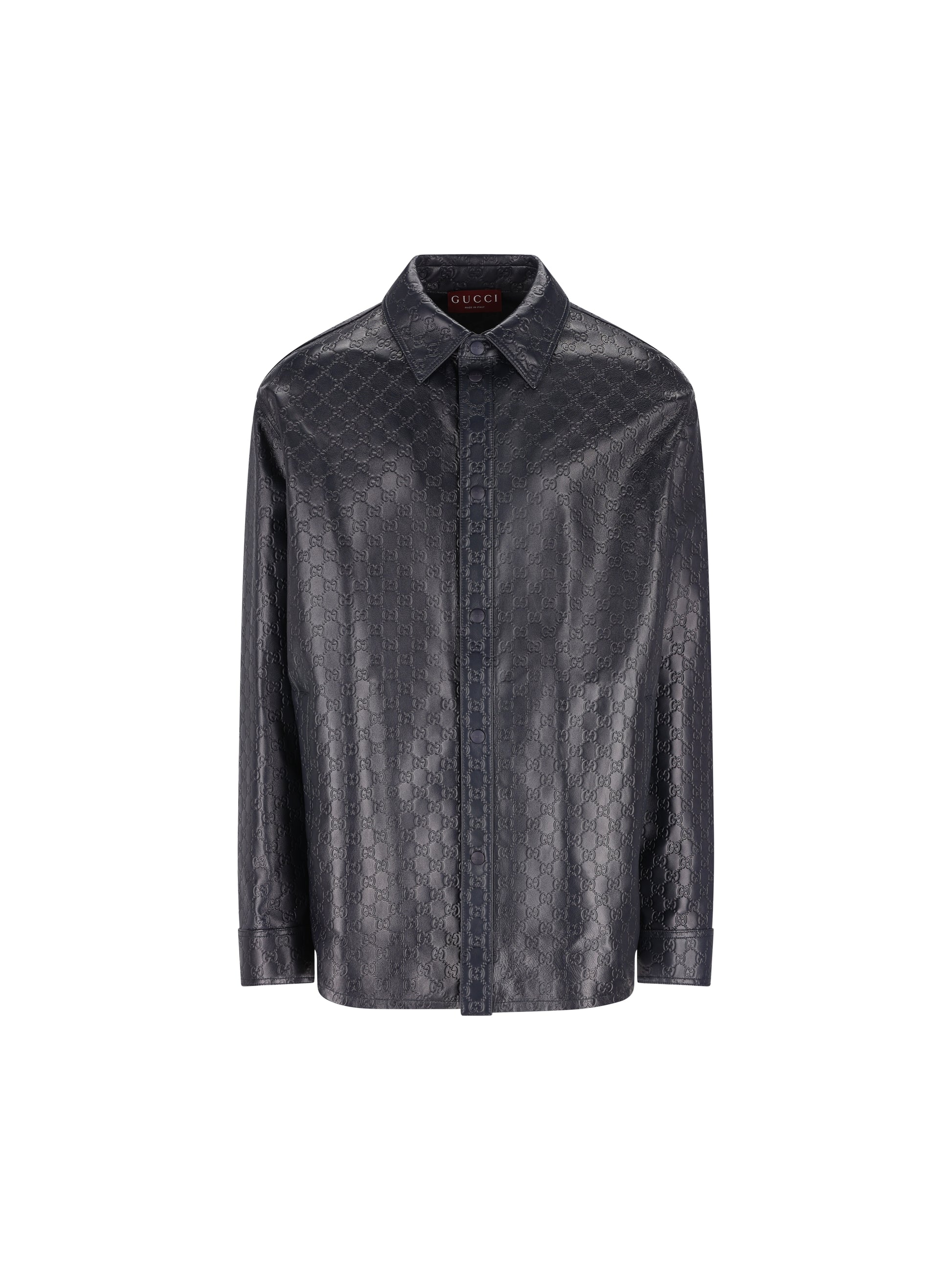 Camicia in pelle con motivo GG 833460 XNA734139 GUCCI 
