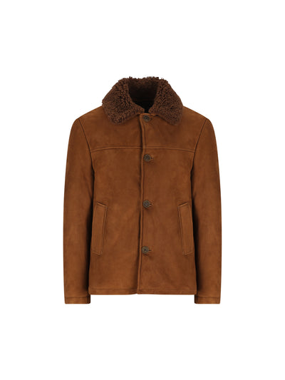 Giubbotto in Pelle Ovina con Collo in Shearling 49528 ambra SALVATORE SANTORO 