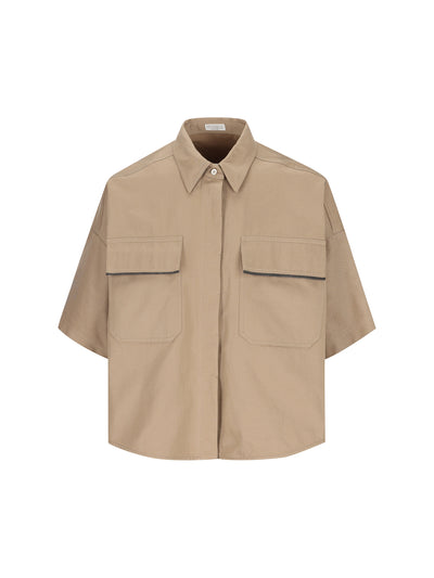 Camicia realizzata in cotone e lino. ML597EM906 C631 BRUNELLO CUCINELLI 