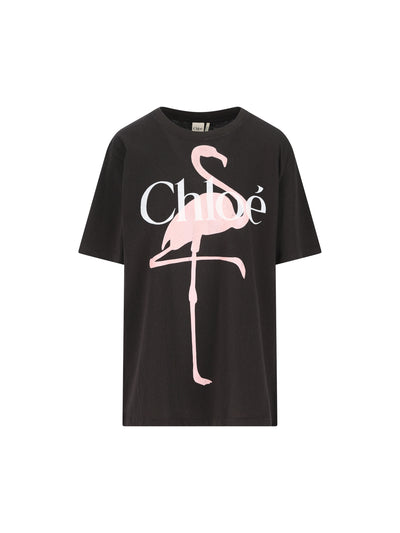 T-shirt ampia con logo in jersey di cotone CH26SJH20807 070 CHLOE' 