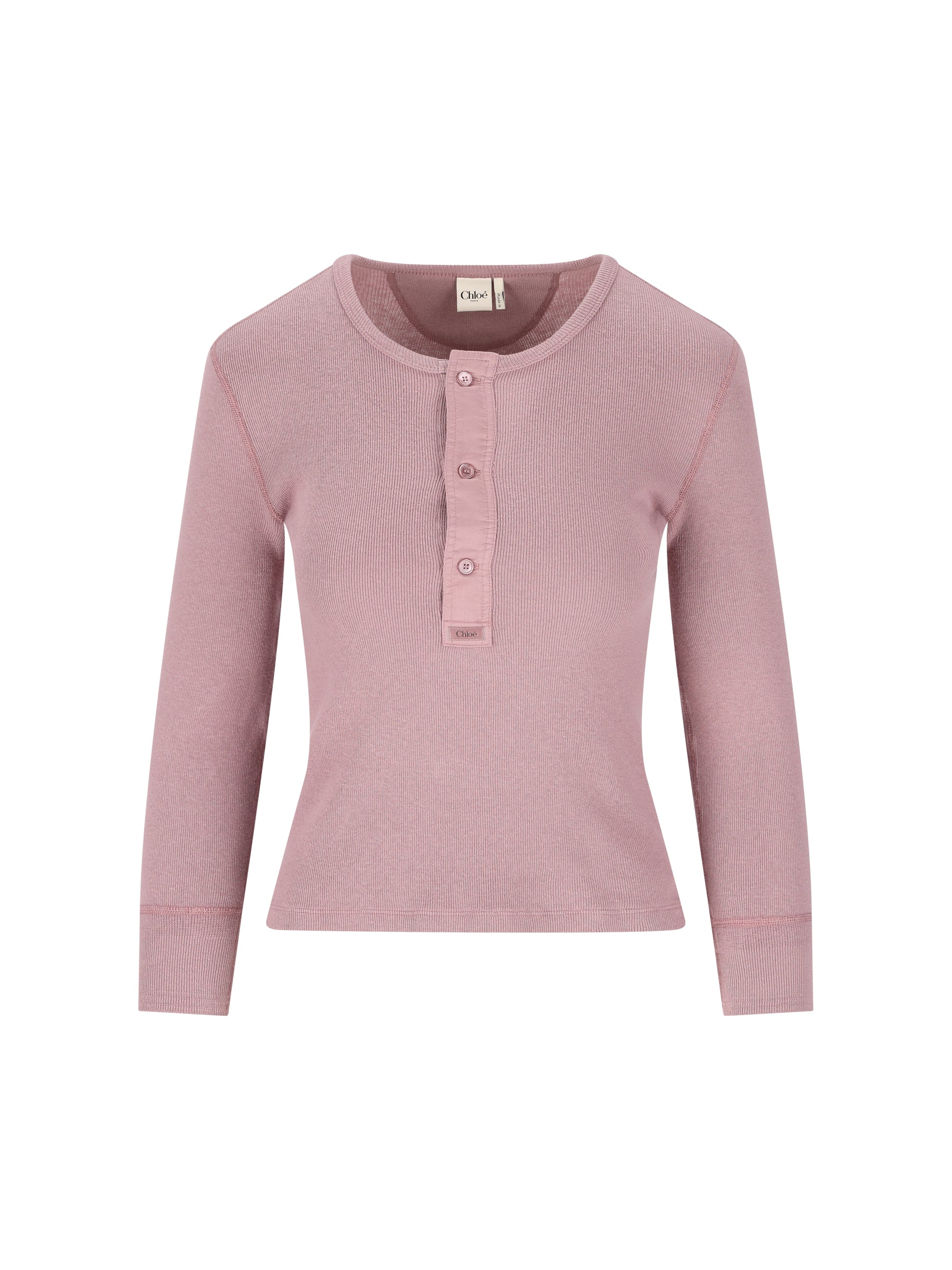 Camicia Henley aderente in jersey di cotone CH26SJH30185 50C CHLOE' 