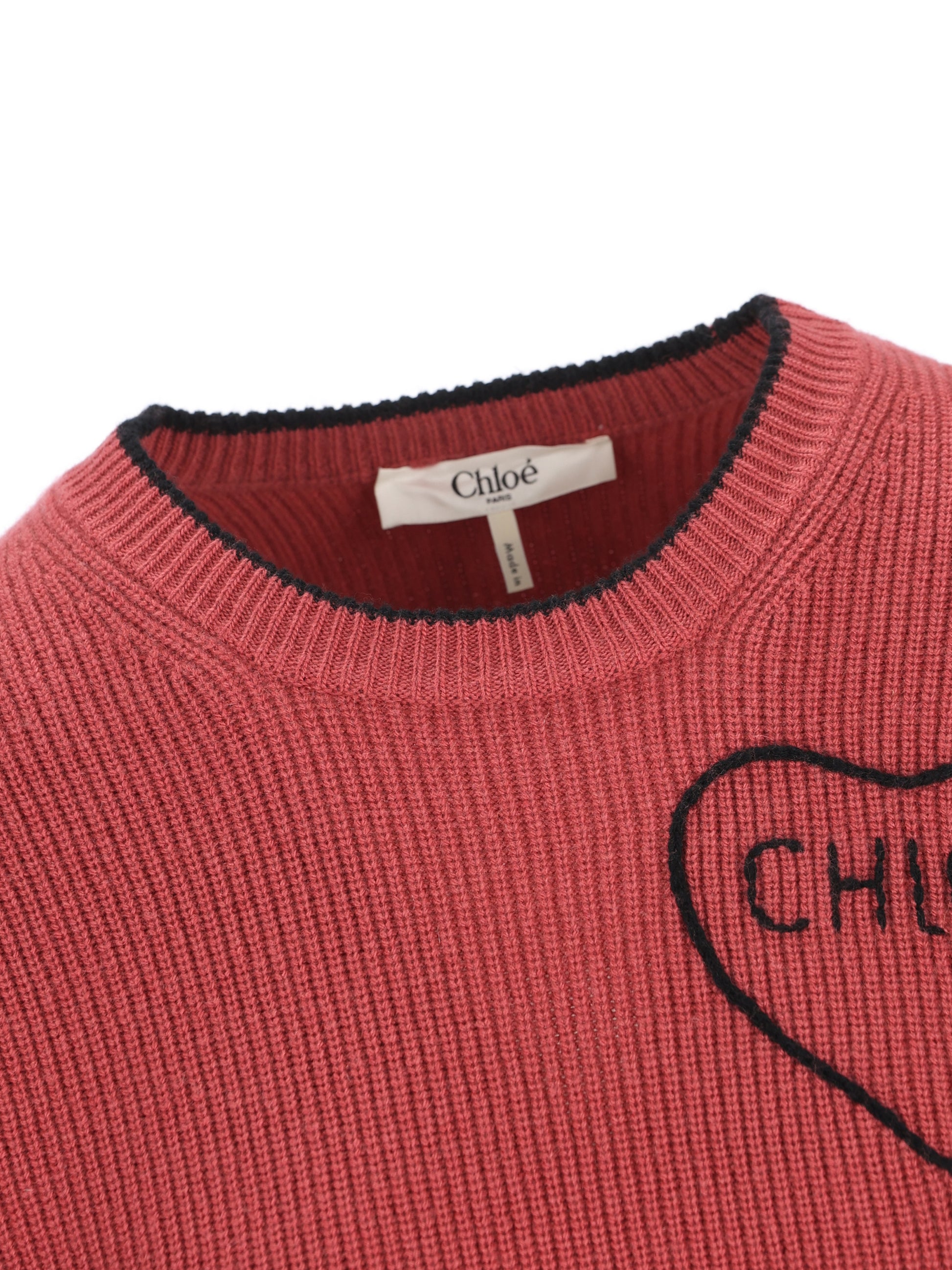 Pullover corto con logo in maglia di lana CH26SMP39710 6AN CHLOE' 